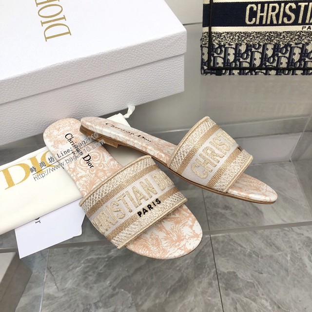 Dior迪奧2022早春新款提花刺繡涼拖鞋 dx2738
